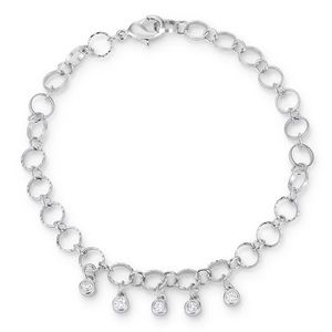 .55 Ct Stunning 8" Rhodium Bracelet w/ CZ Charms
